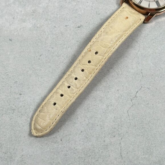 Anne Klein Watch Womens 36mm Gold Tone Beige Leather Band Classic New Battery - Picture 3 of 13